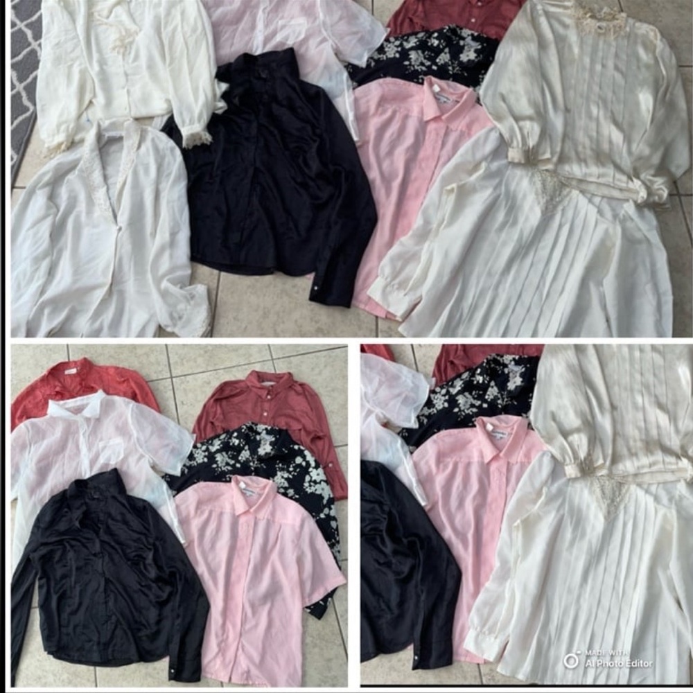 Large 10•lot bundle Vintage ladies dressy Y2K Secretary Assorted blouse Tops
